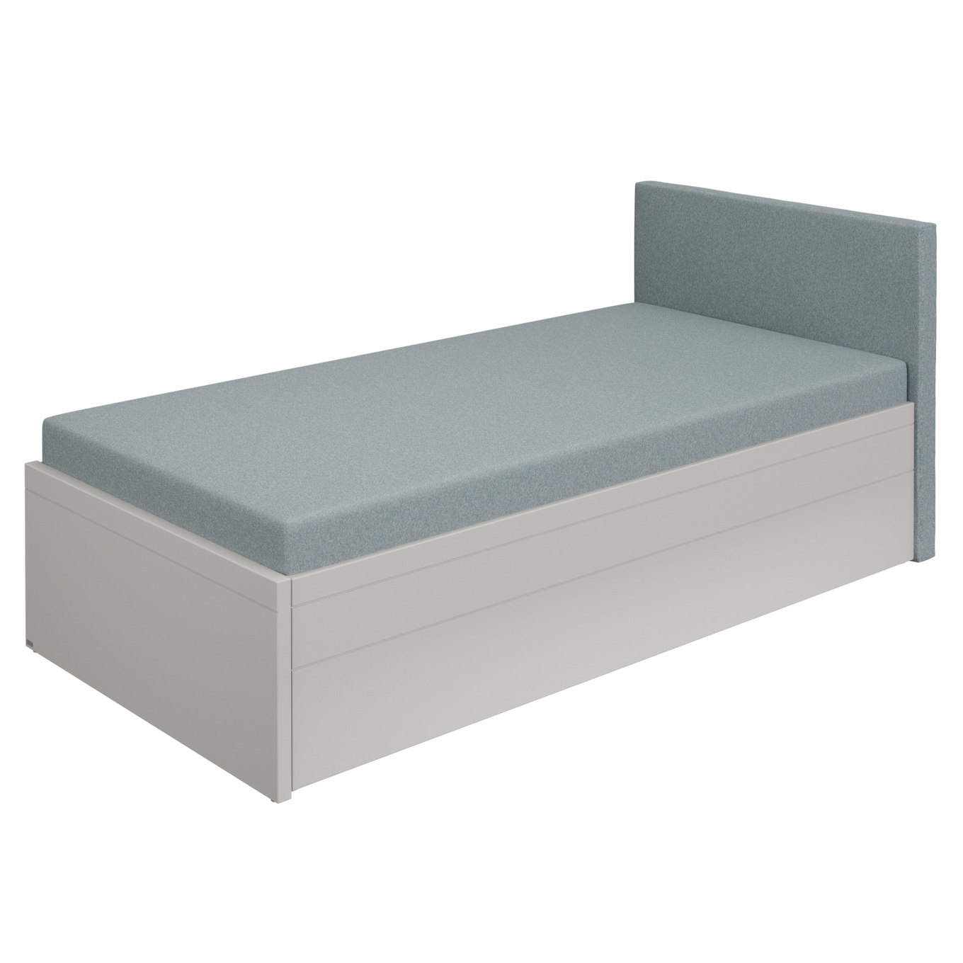 Bett Flynn mit gepolstertem Betthaupt Grau, Aschblau
