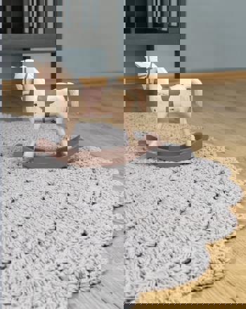 Häkelteppich Alma Hellgrau, 120 x 120 cm 5