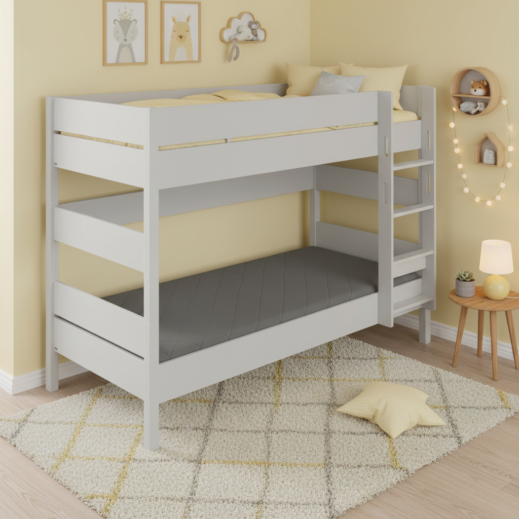 Etagenbett Tiago Grau, mit gerader Leiter, 120 x 200 cm 4