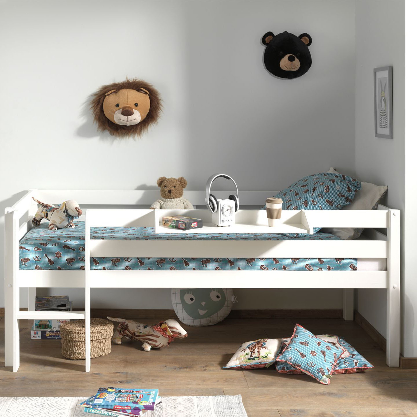 Bett Pino mit Leiter inkl. Hängeablage Weiss #2