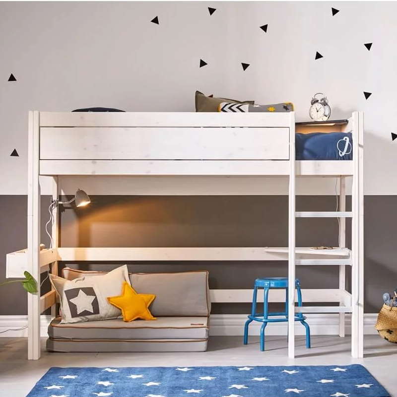 Mittelhohes Bett Lifetime Rollrost, Weiss lasiert #2