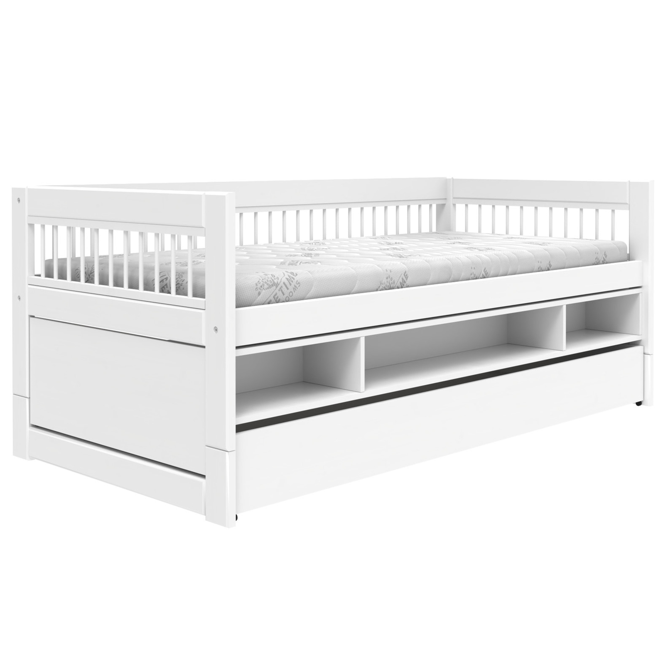 Kojenbett mit Regal und Bettkasten Breeze Deluxe Lattenrost, Weiss