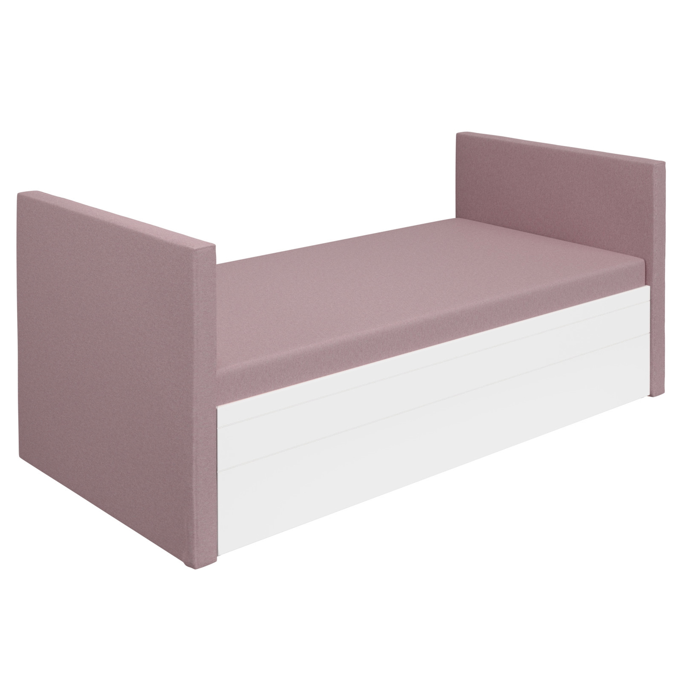 Bett Flynn mit 2 gepolsterten Betthäuptern Weiss, Dunkelrosa