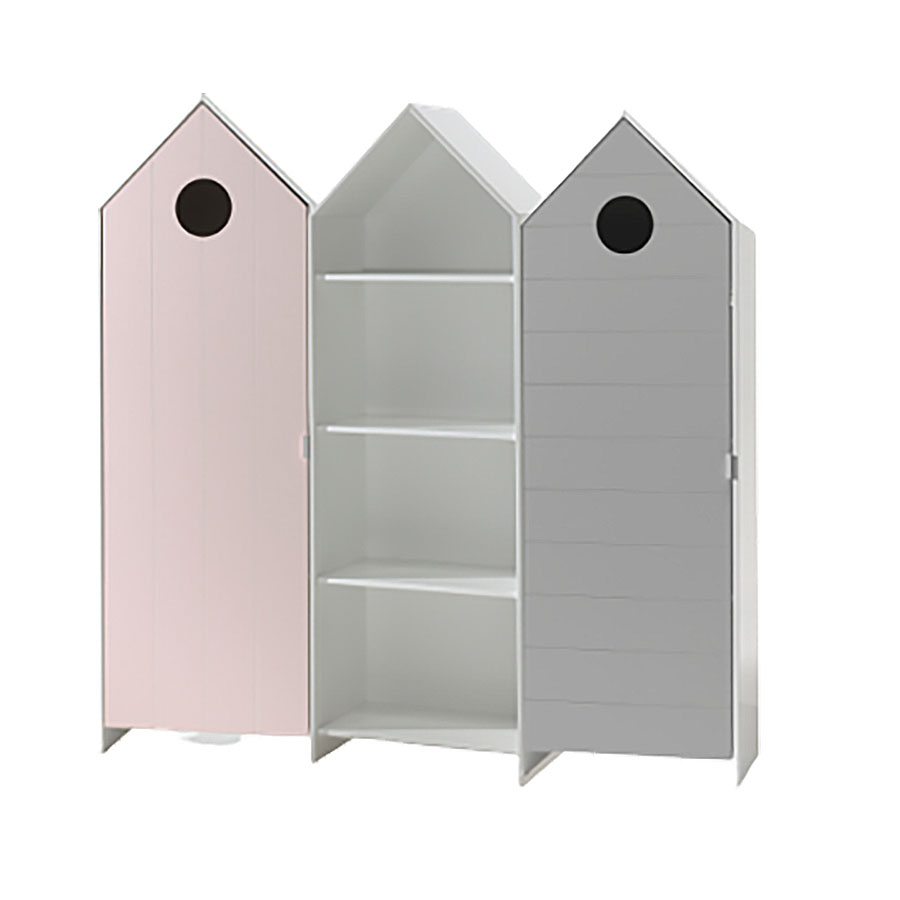 Regalschrank Casami 3-teilig Set Grau, Pink