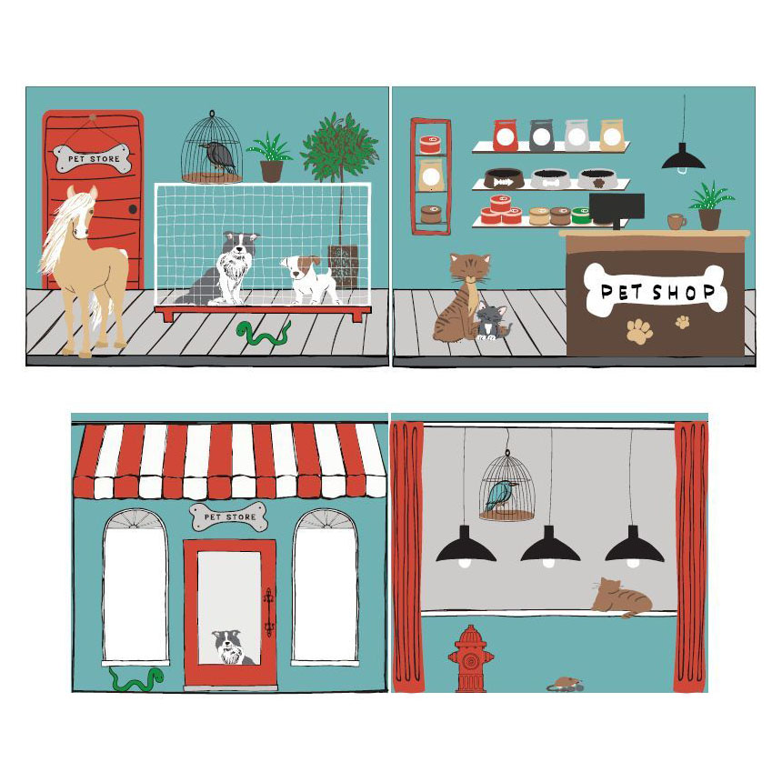 Spielvorhang Pet Shop