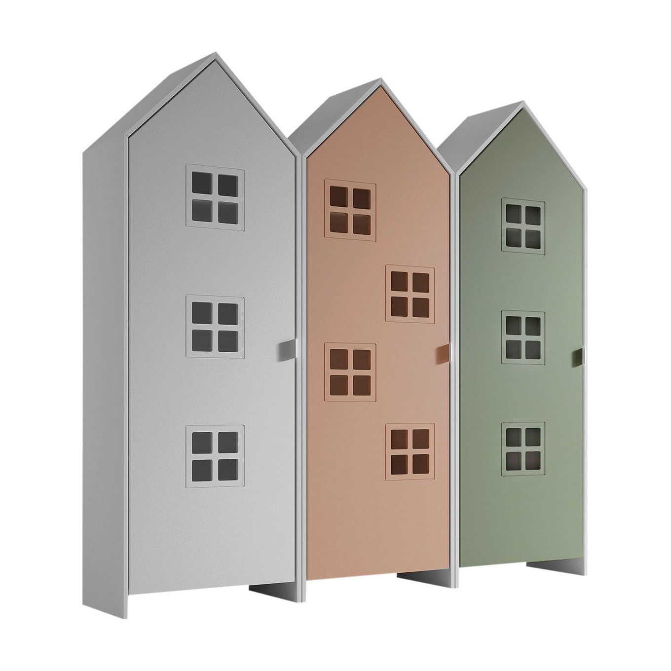 Schrank Casami Bruges 3-teilig Set Weiss, Grün, Altrosa