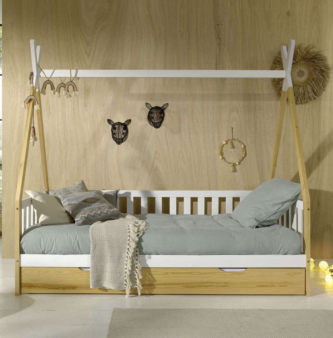 Tipibett mit Ausziehkasten und Umrandung Natur #2