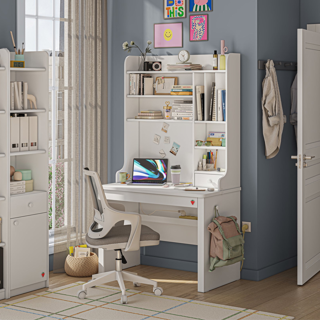 Schreibtisch Varia White mit Aufsatz 3