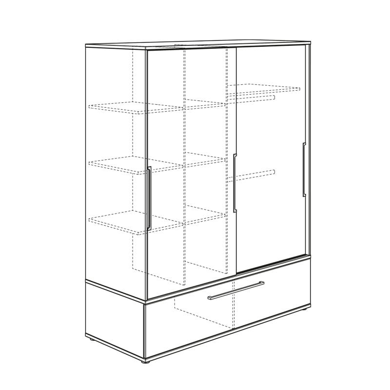 Kleiderschrank Sten mit Schiebetür, Breit 17
