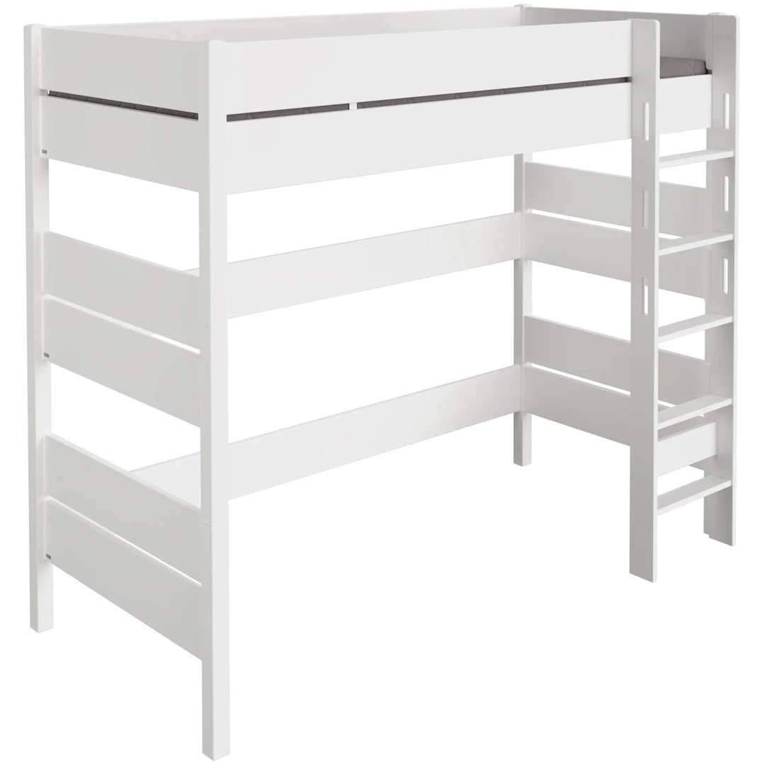 Hochbett Tiago Weiss, mit gerader Leiter, 90 x 200 cm