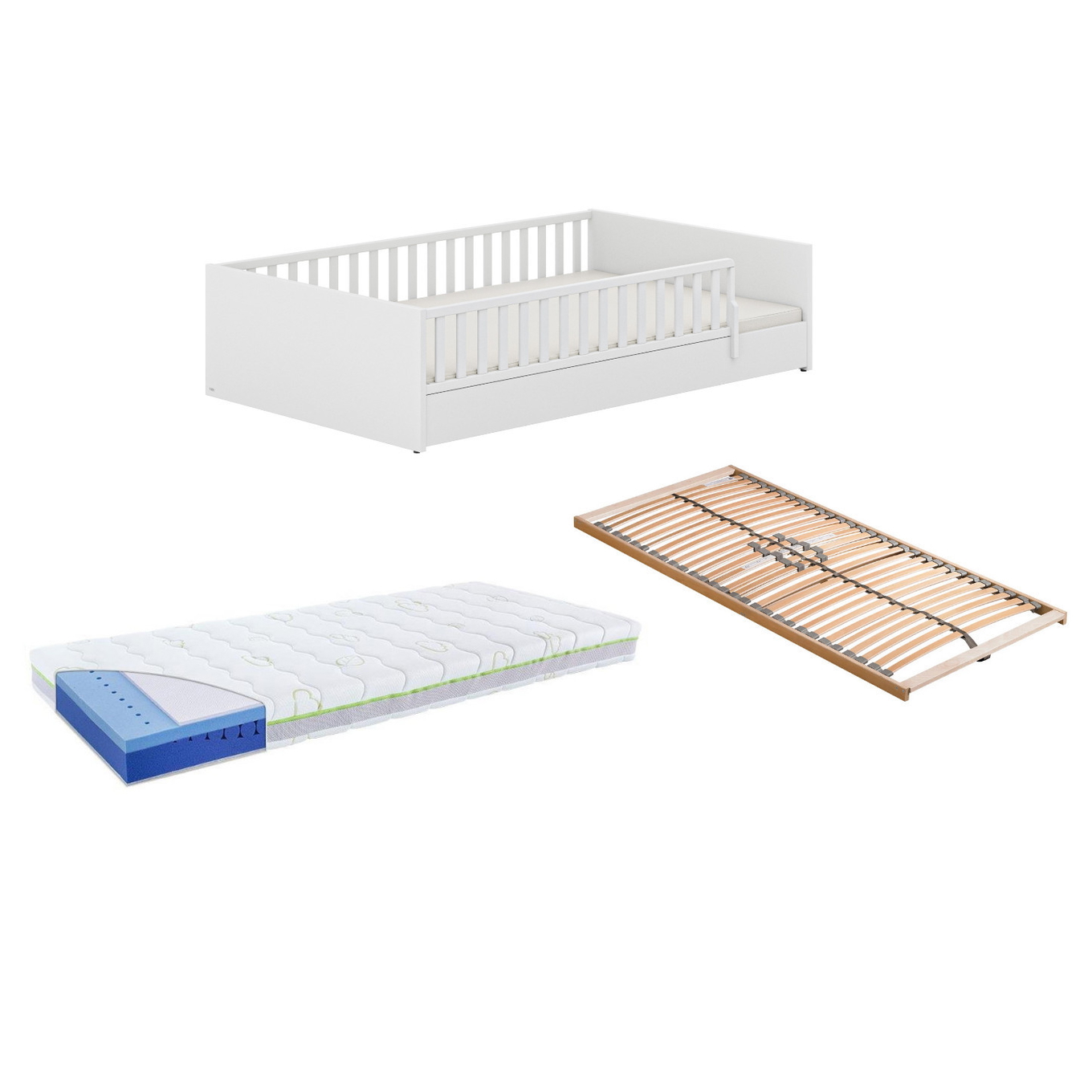 Bett Little Flo Premium Set Weiss, 90 x 200 cm