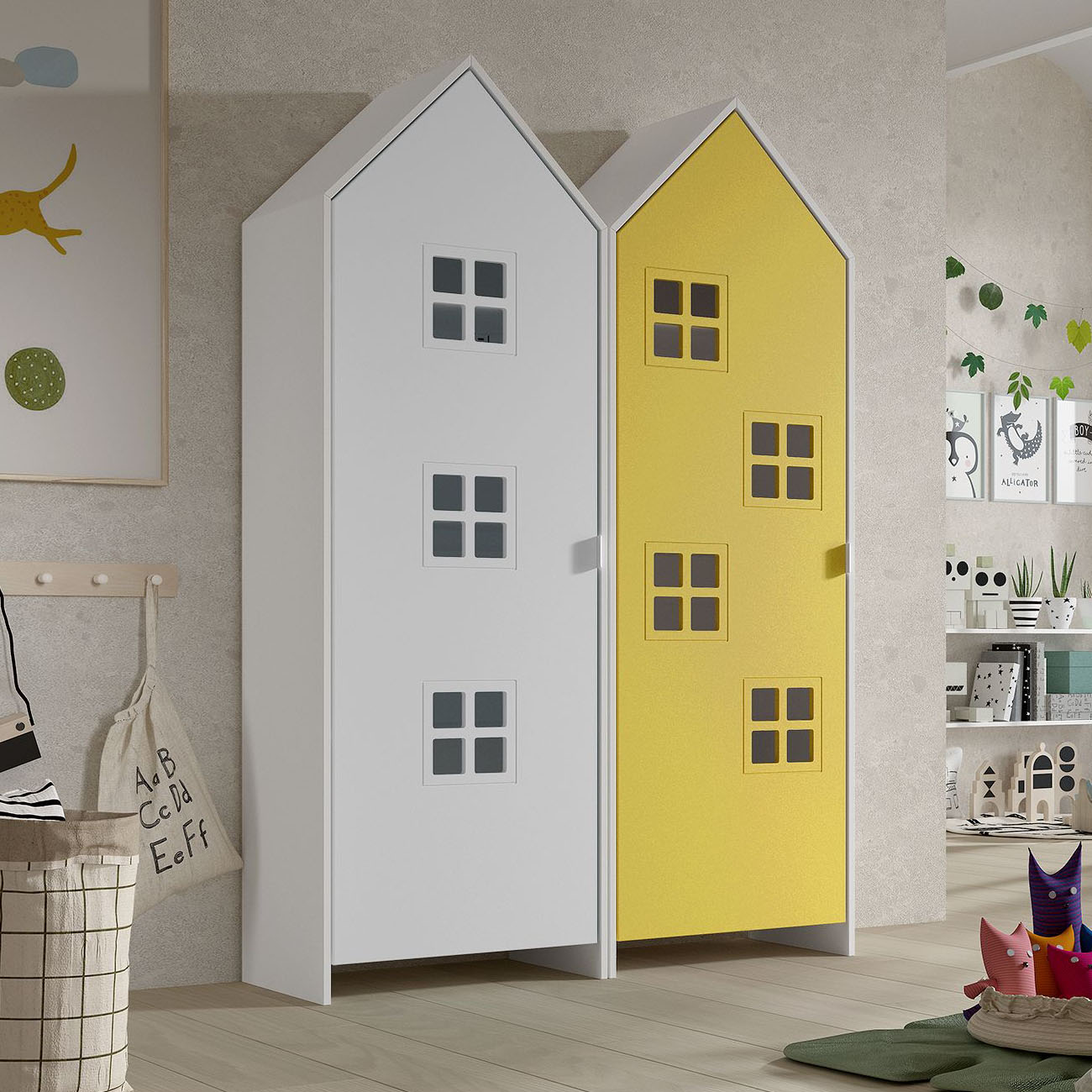 Schrank Casami Bruges 2-teilig Set Weiss, Gelb #2