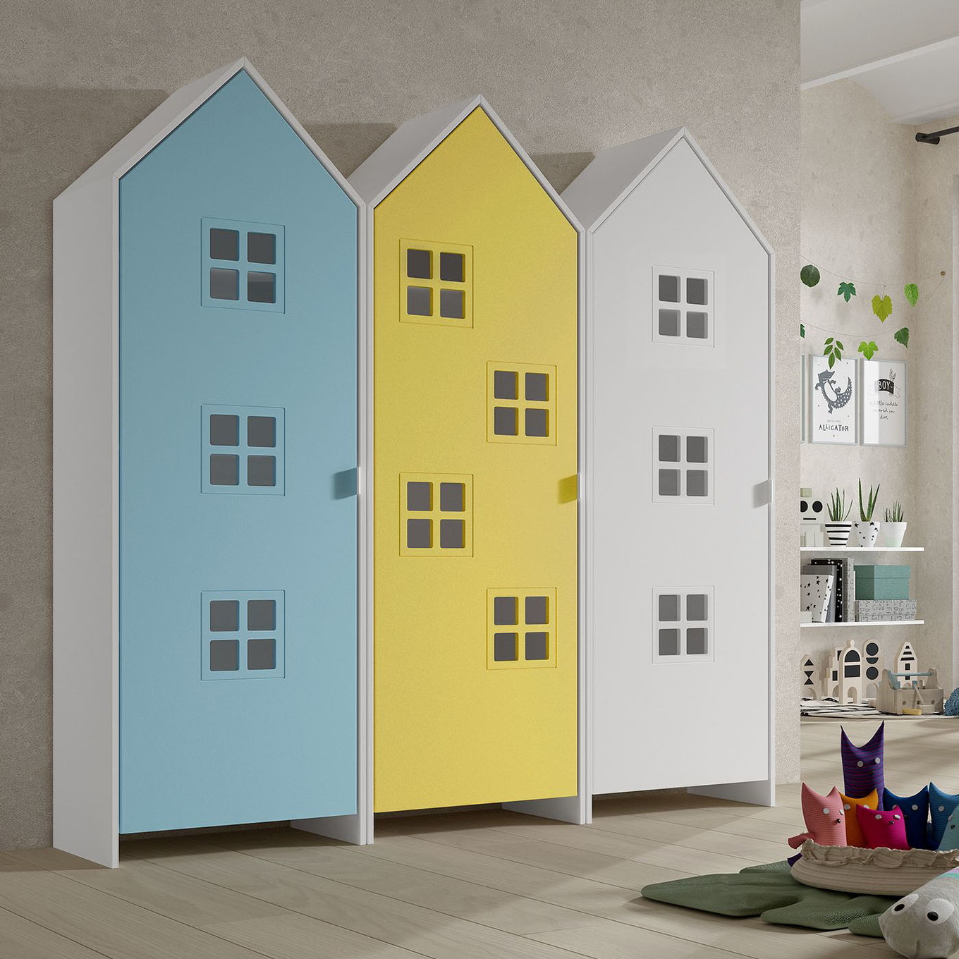 Schrank Casami Bruges 3-teilig Set Weiss, Gelb, Türkis #2