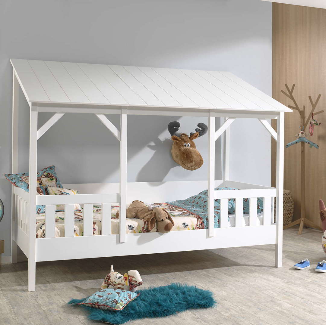 Hausbett mit Dach Weiss, Standard 3