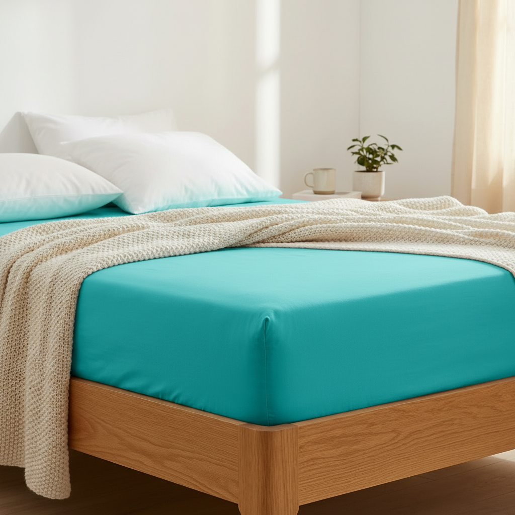 Fixleintuch Cotton Box Türkis, 90 x 200 cm 3