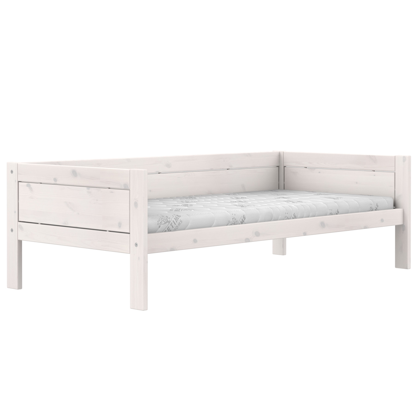 Basisbett Lifetime Deluxe Lattenrost, Weiss lasiert
