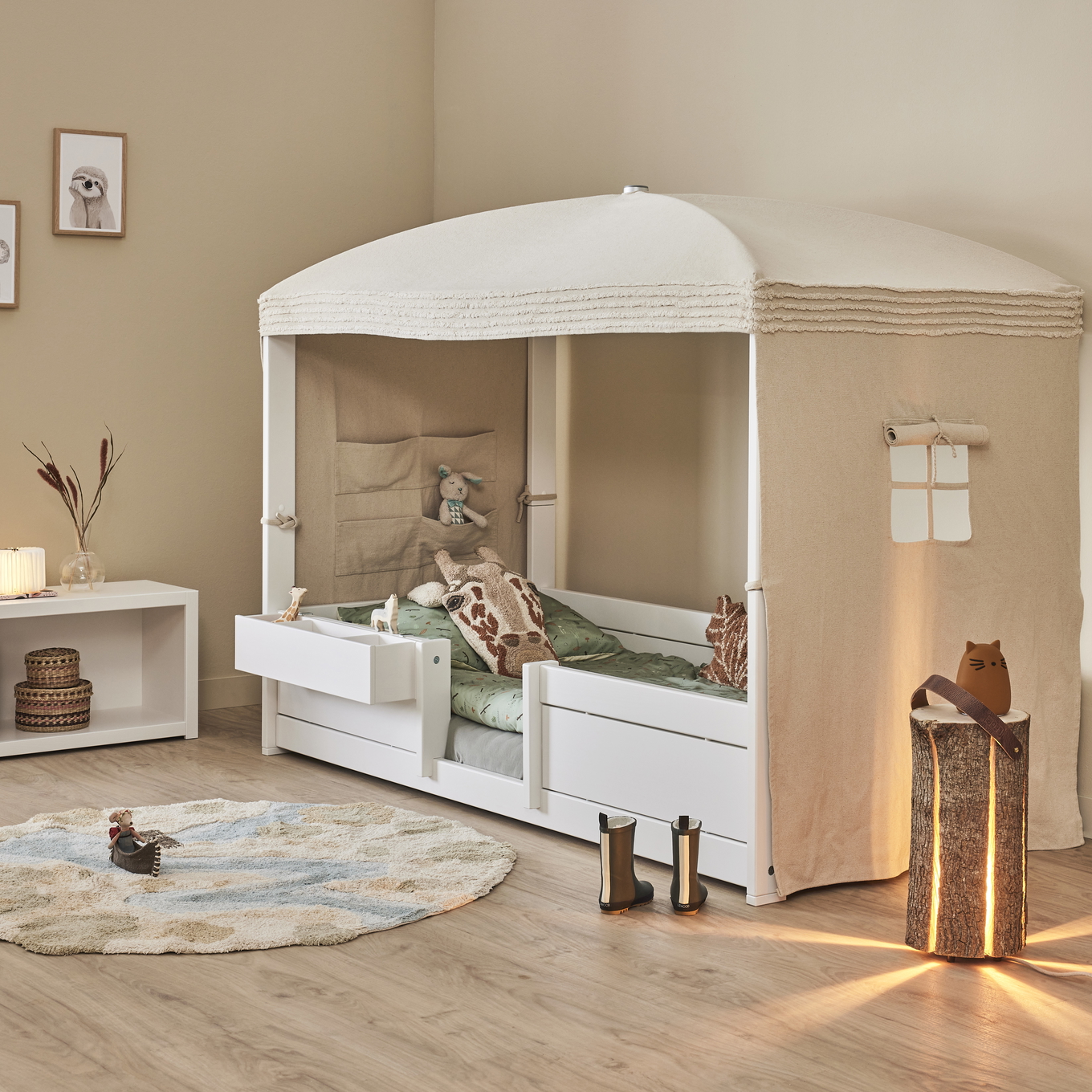 4 in 1 Bett mit Himmel Deluxe Lattenrost, Weiss #2