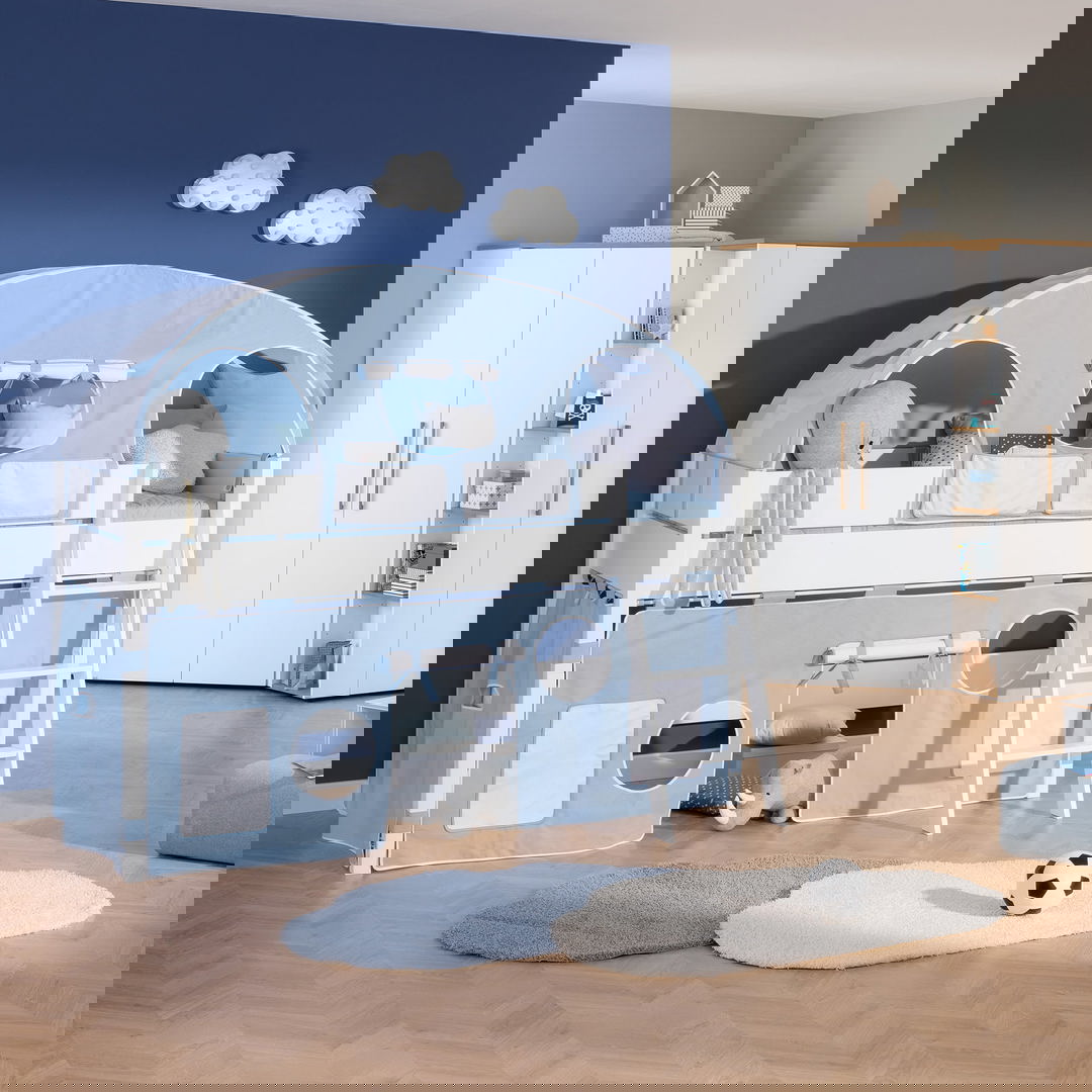 Halbhohes Bett Tiago Weiss, mit Schrägleiter, 90 x 200 cm #2