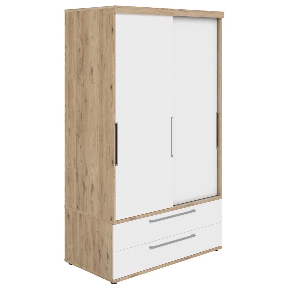 Kleiderschrank Fionn mit Schiebetüren Schmal Front Weiss