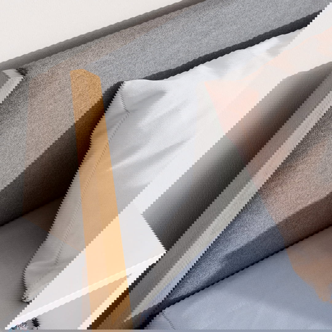 Bett Sten mit gepolstertem Betthaupt Schiefergrau Steingrau, 140 x 200 cm #2