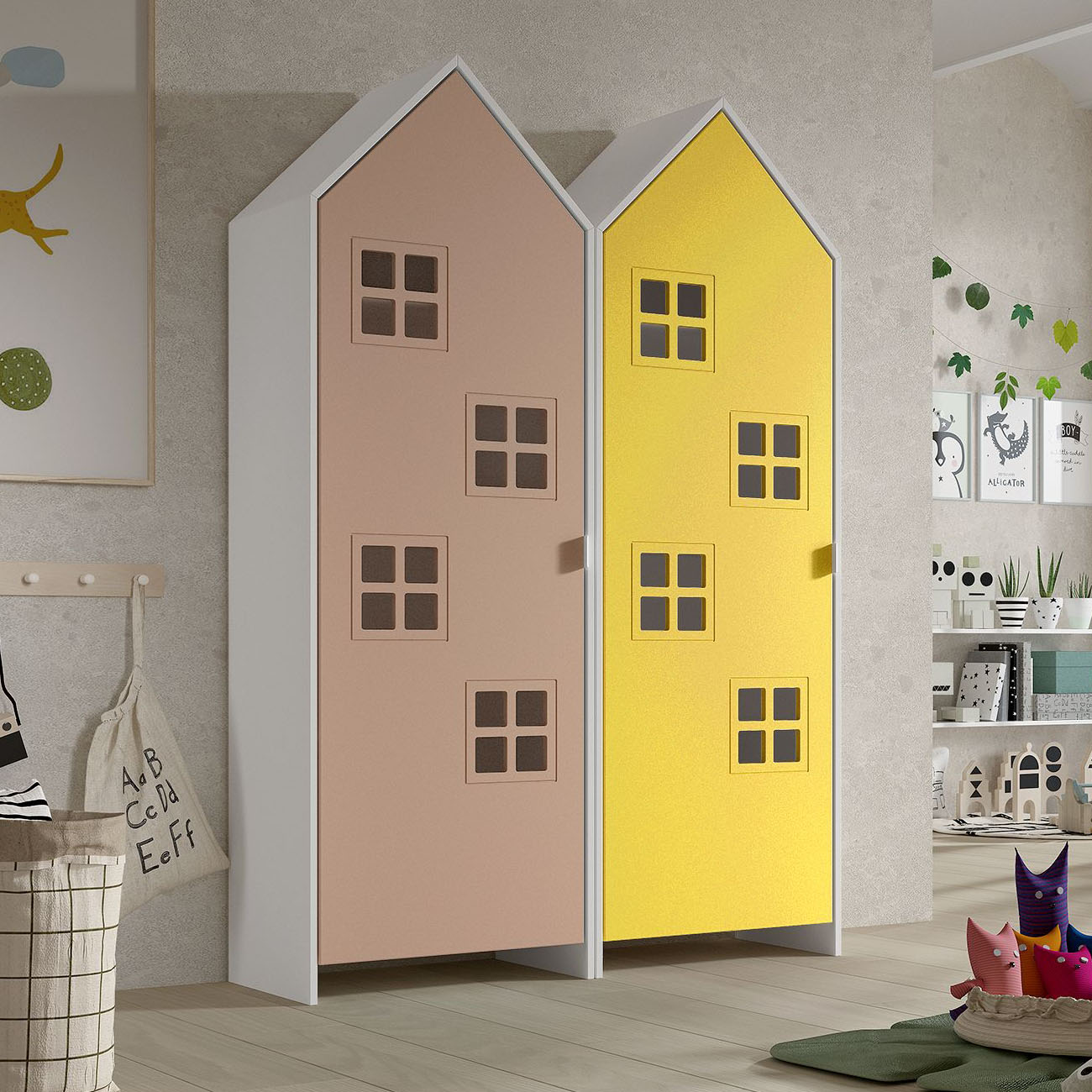 Schrank Casami Bruges 2-teilig Set Altrosa, Gelb 2