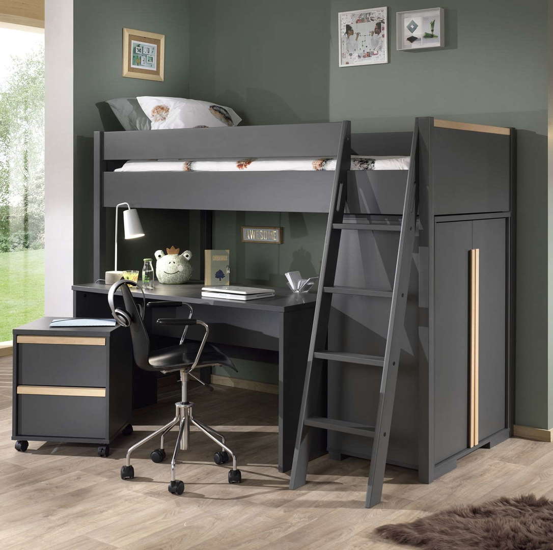 Halbhohes Bett London 4-teilig Set Grau #2