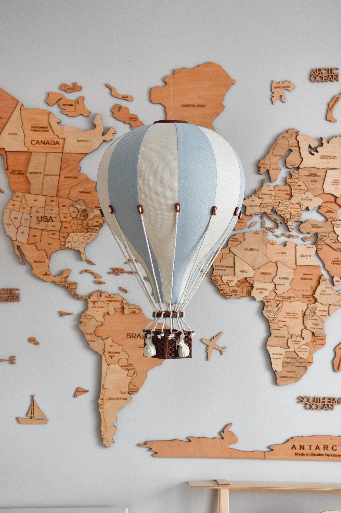 Deko Heissluftballon Beige Mintgrau L 4