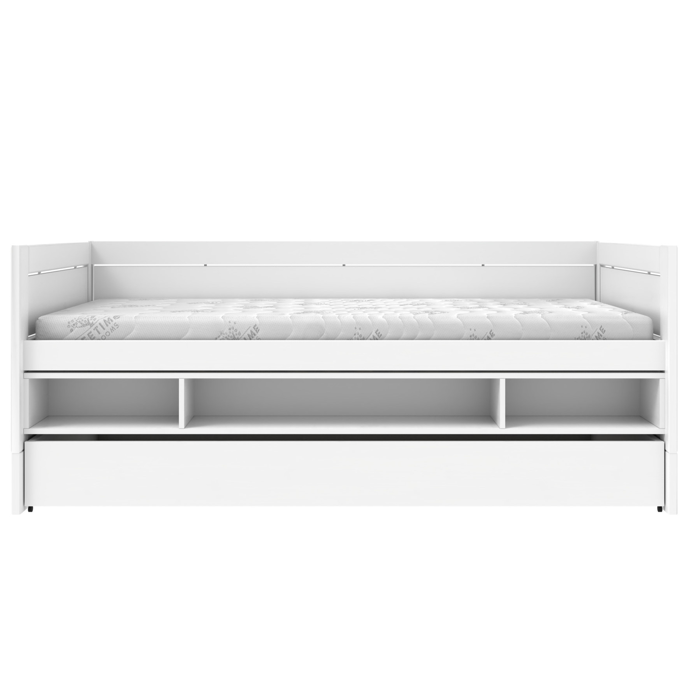 Kojenbett mit Regal und Bettkasten Rollrost, Weiss 3