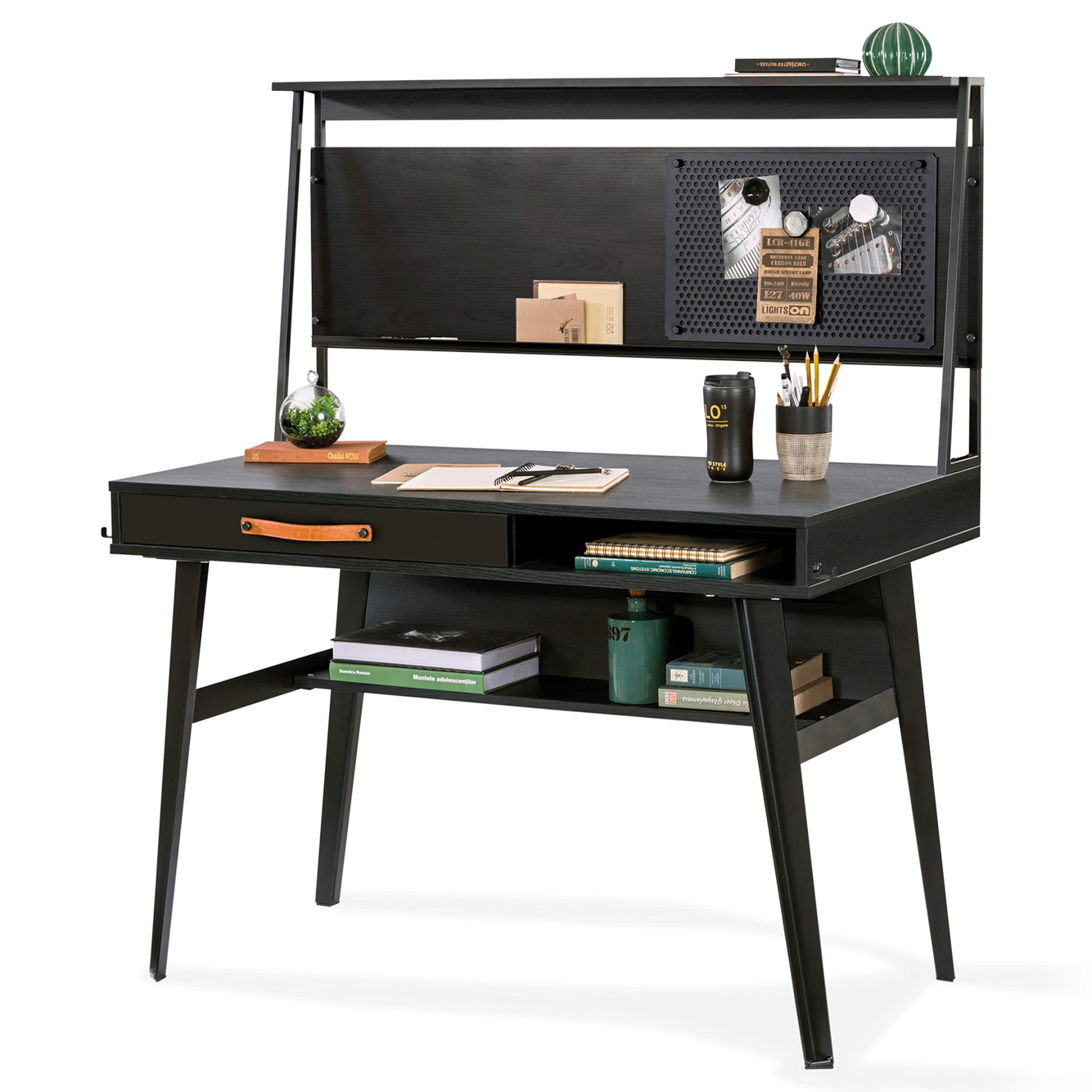 Schreibtisch Dark Metal Line mit Aufsatz