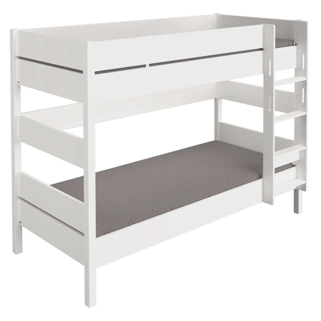 Etagenbett Tiago Weiss, mit gerader Leiter, 90 x 200 cm
