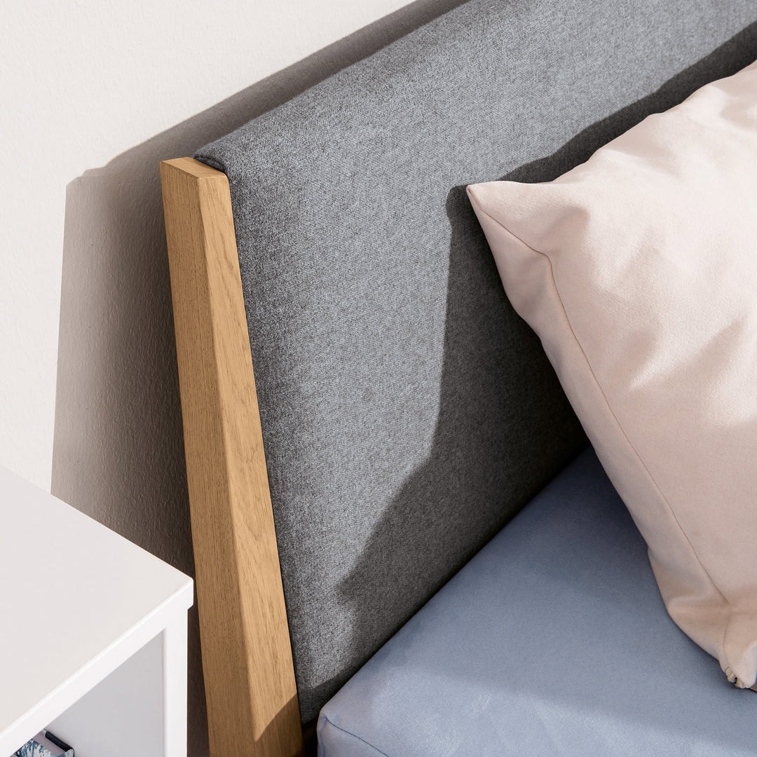 Bett Sten mit gepolstertem Betthaupt Schiefergrau Steingrau, 120 x 200 cm 2