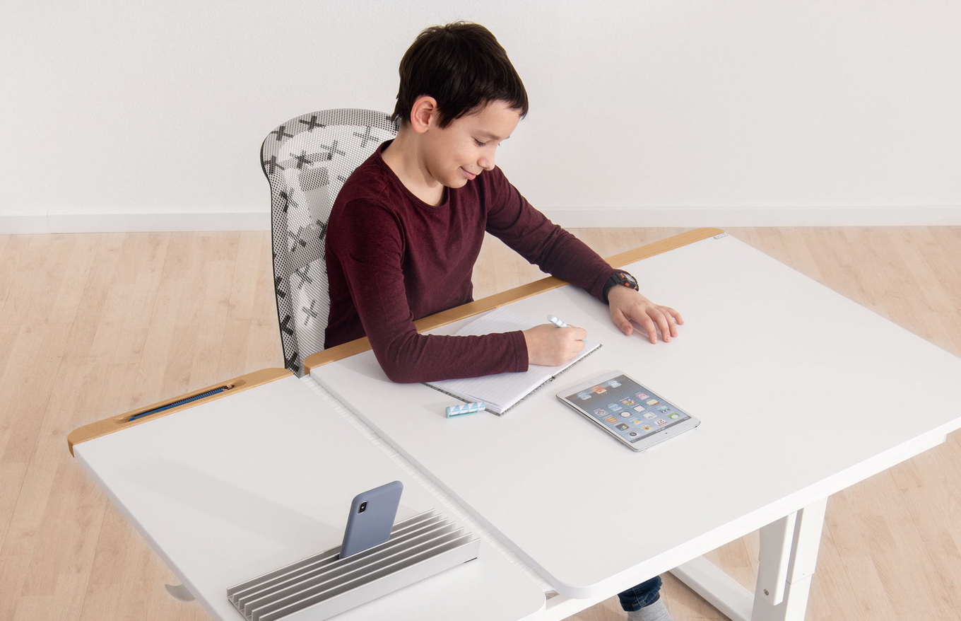 Schreibtisch Teenio 130 GT Weiss Platte Rechts Braun, Weiss #2