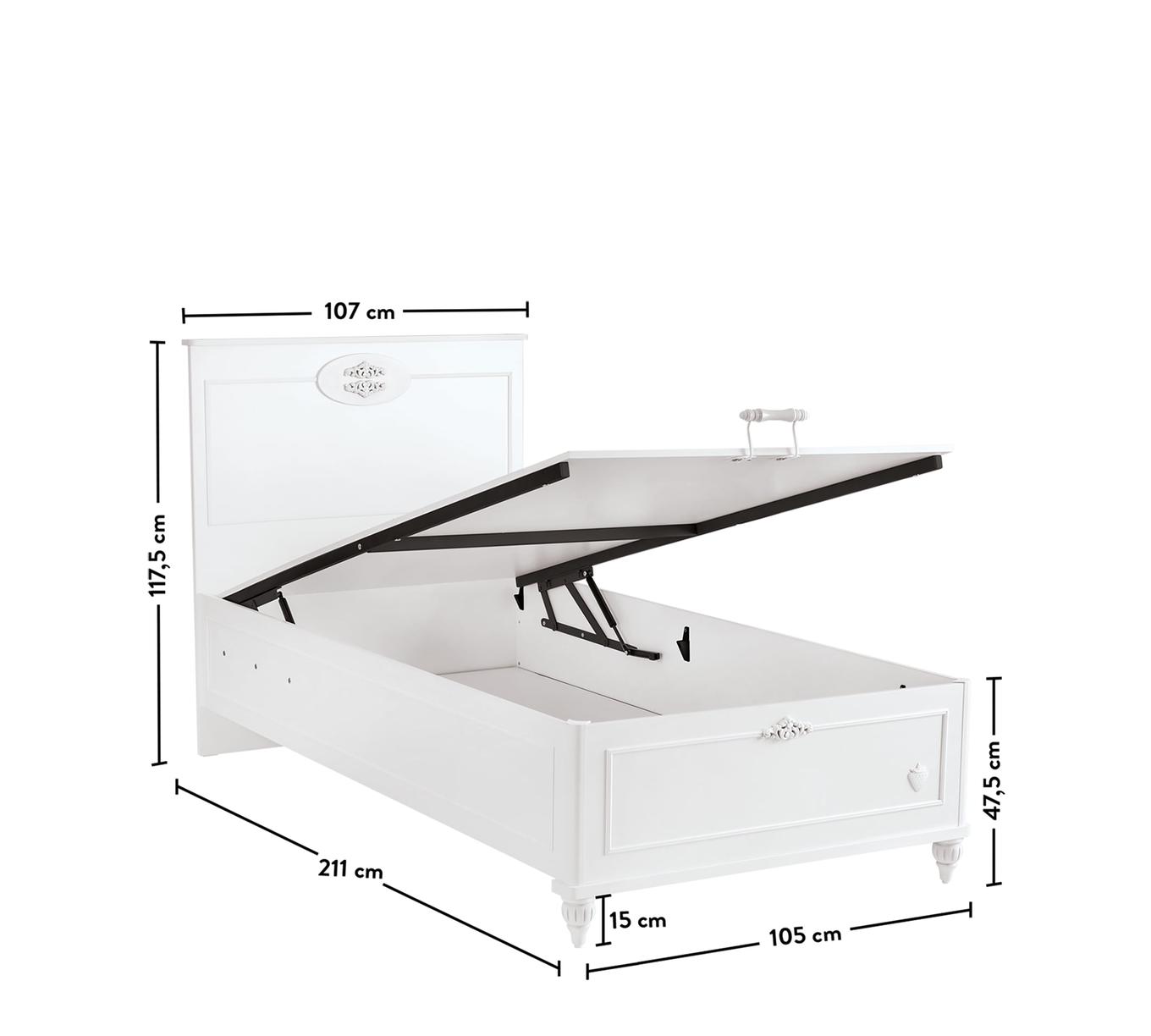 Bett Romantica mit Stauraum, 100 x 200 cm 6