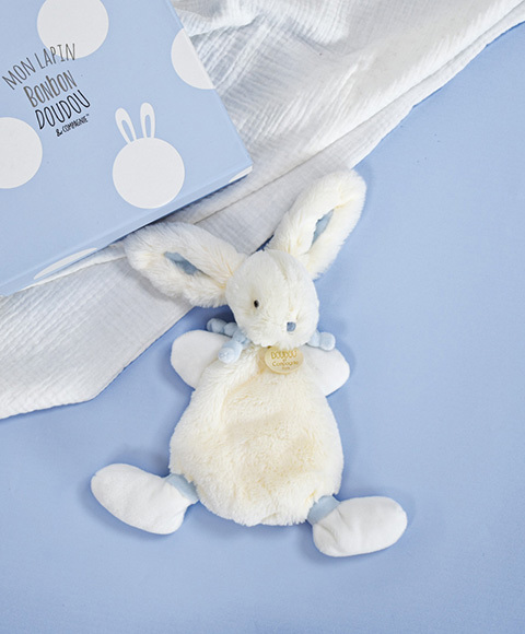 Schmusetuch Bonbon Hase Blau 3