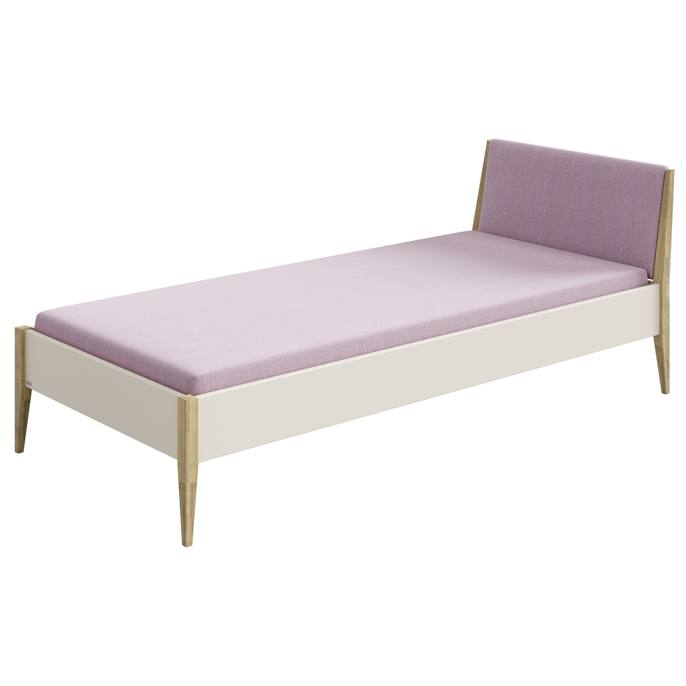 Bett Stiene mit gepolstertem Betthaupt Beige Dunkelrosa, 90 x 200 cm