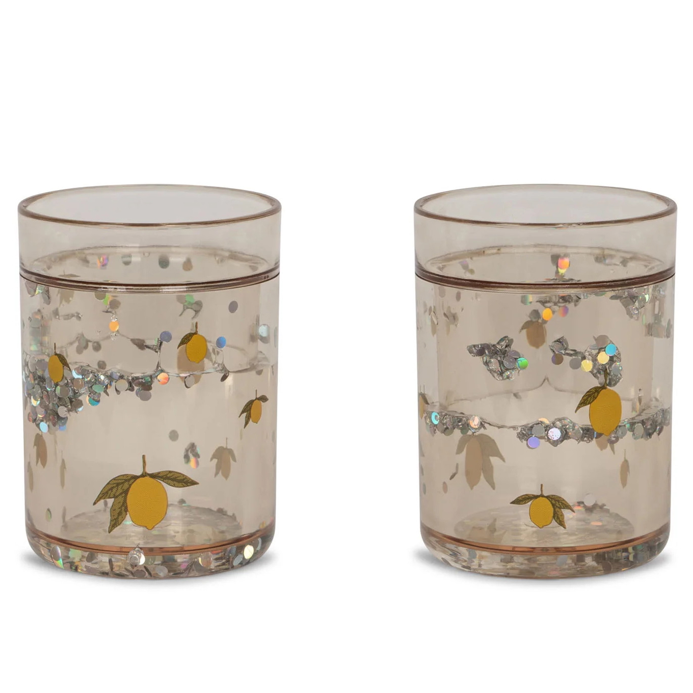 Becher 2er Set Lemon mit Glitzer