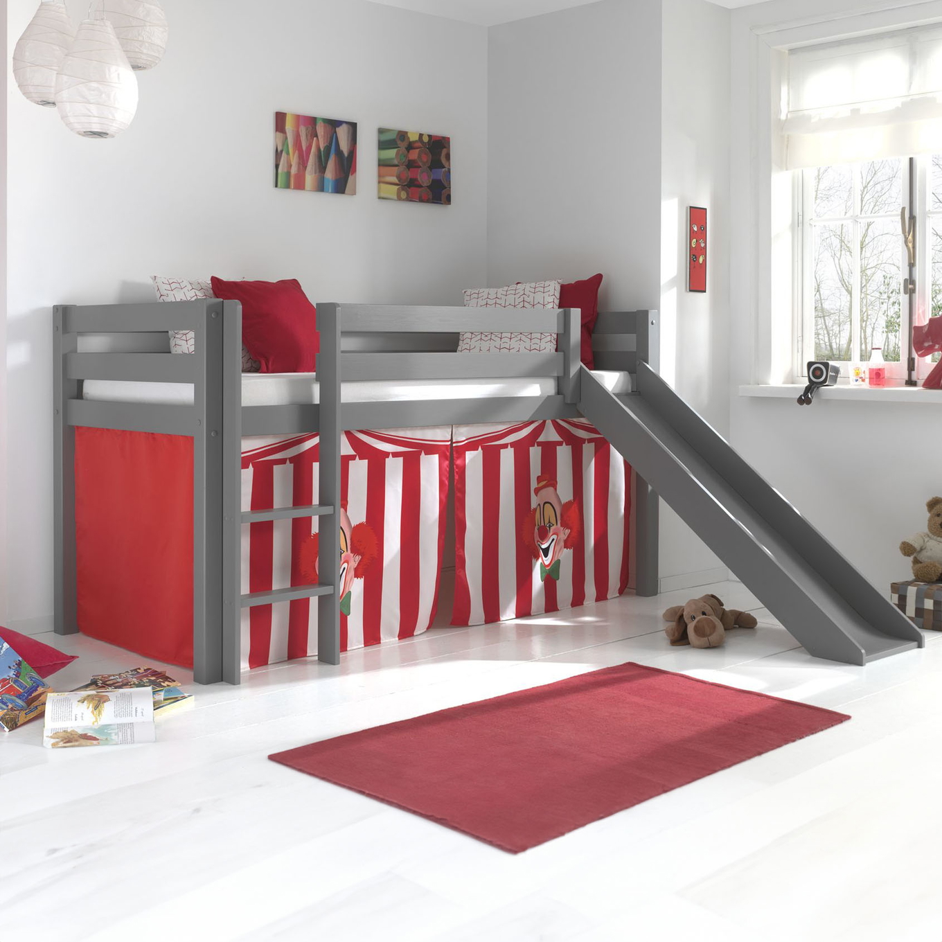 Halbhohes Bett Zirkus mit Rutsche Grau #2