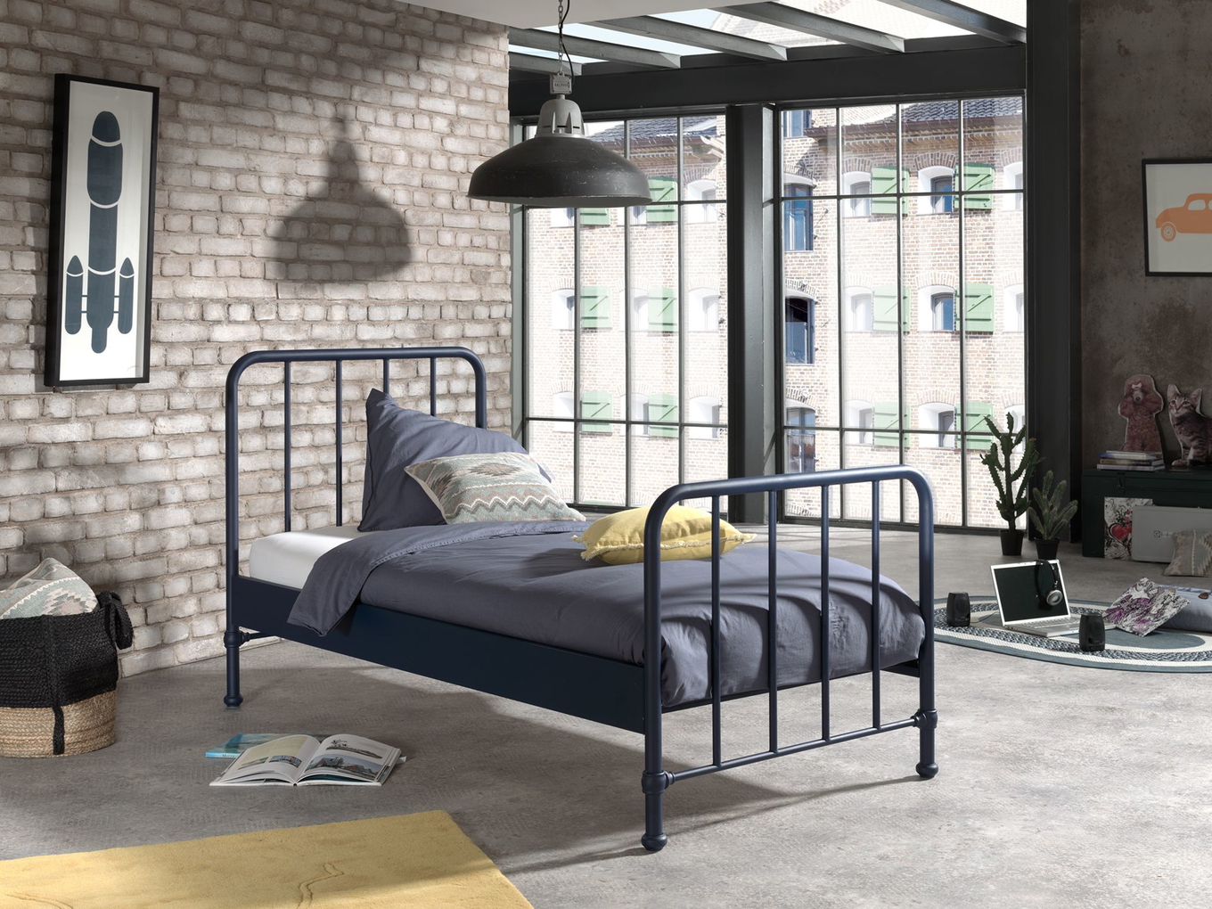 Metallbett Bronxx Blau 3