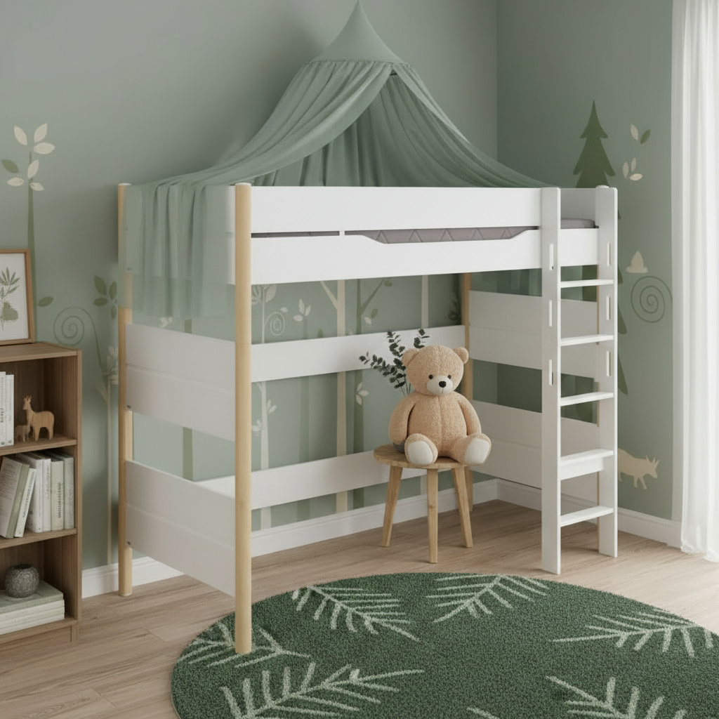 Hochbett Ylvie  Birke, mit gerader Leiter, 90 x 200 cm #2