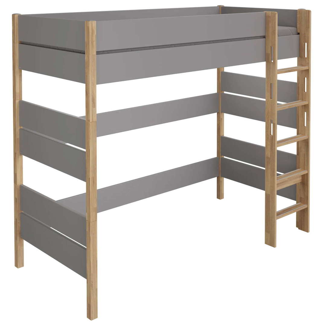 Hochbett Sten Grau, mit gerader Leiter