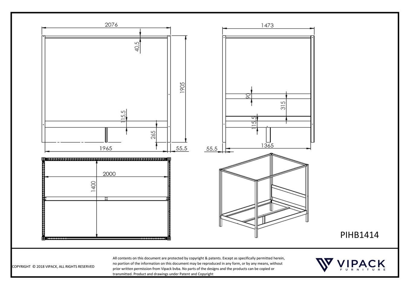 Himmelbett Pino 140 4