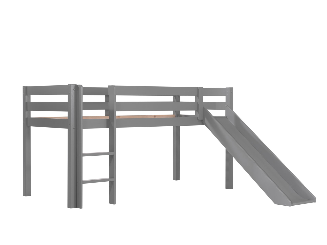 Halbhohes Bett Domino mit Rutsche Grau 3