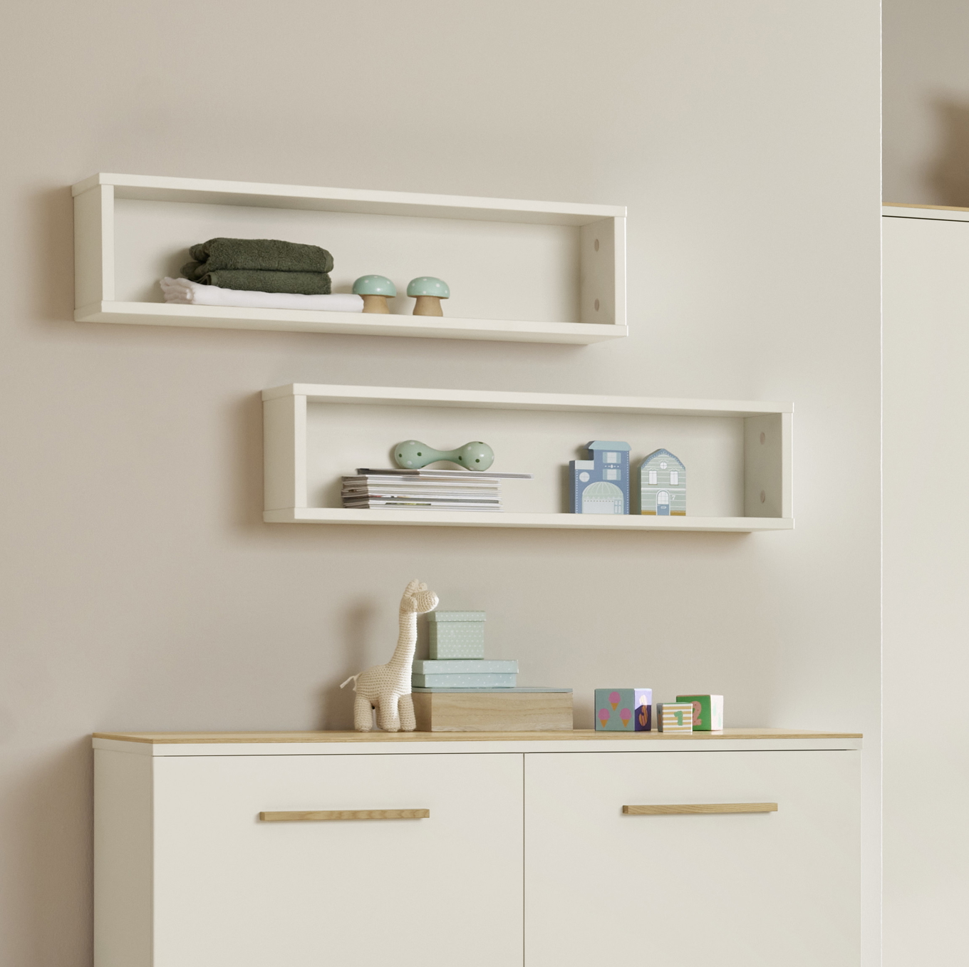 Wandregal Rechteckig Lang Off White #2