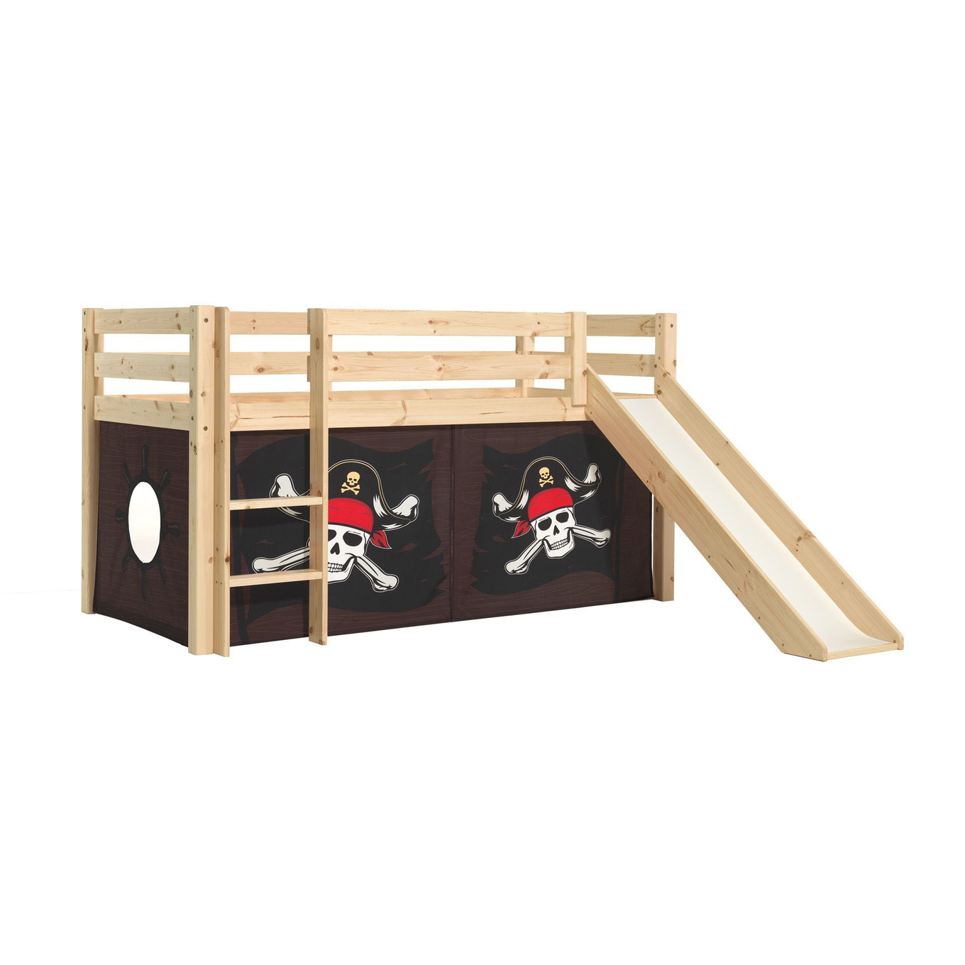 Halbhohes Bett Caribian Pirate mit Rutsche Holz