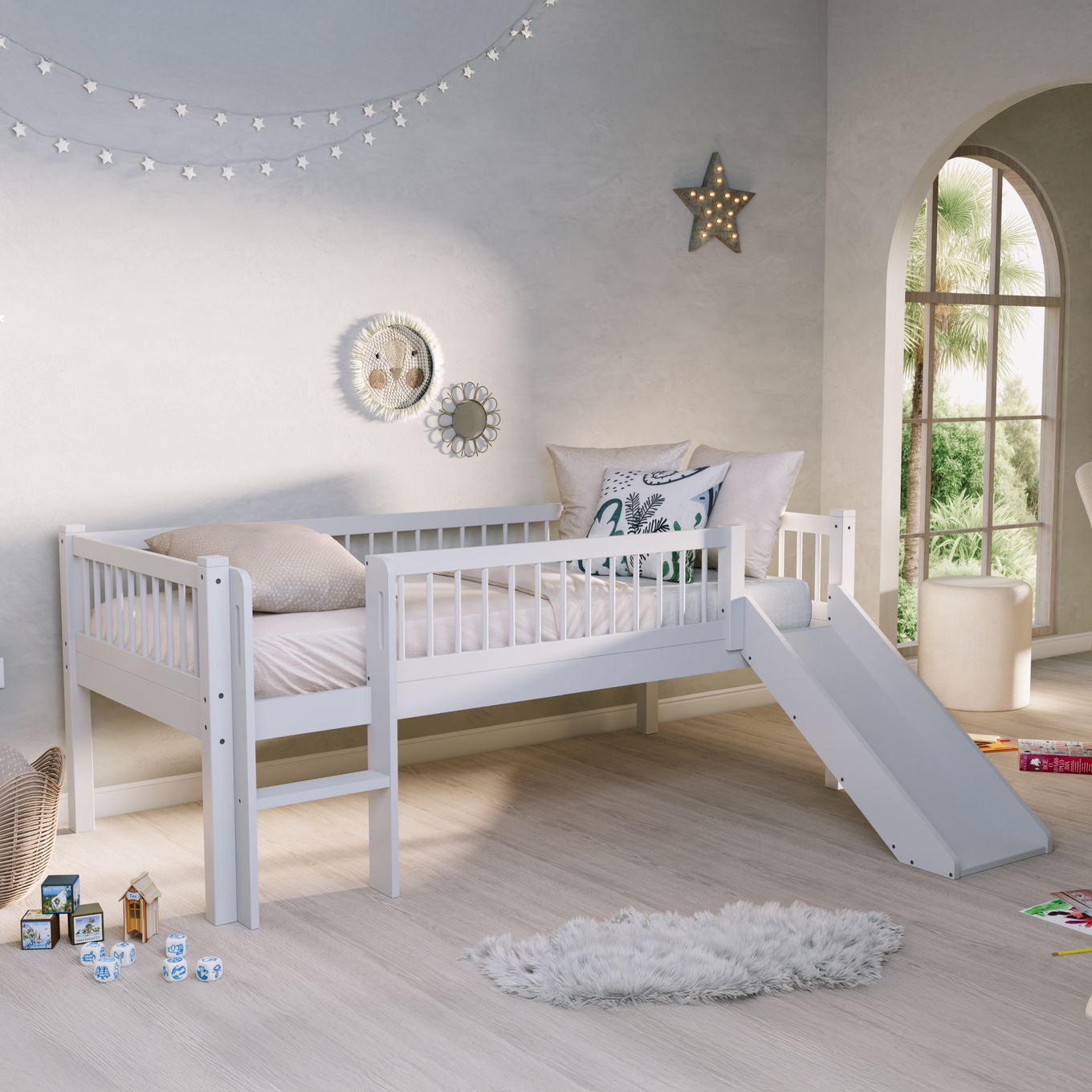 Halbhohes Bett Forrest mit Rutsche Weiss #2