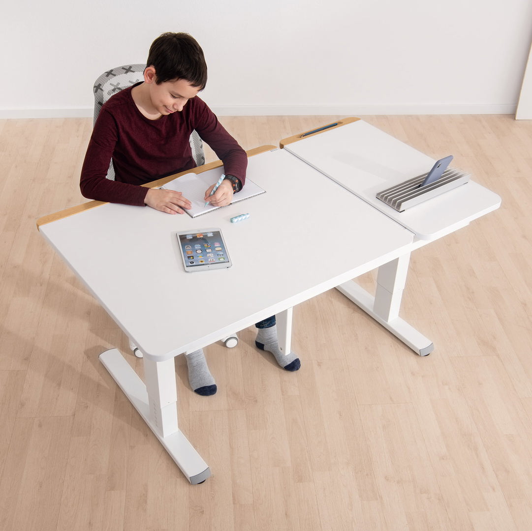 Schreibtisch Teenio 130 GT Weiss Platte Links Braun, Weiss 6