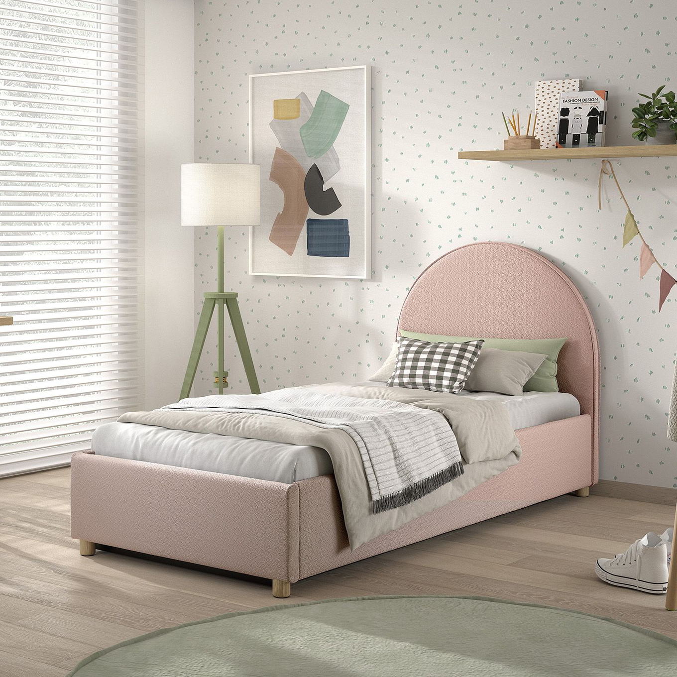 Bett Moon mit Stauraum Rosa, 90 x 200 cm 3