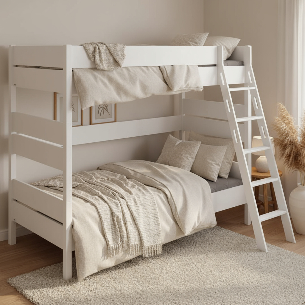 Hohes Etagenbett Tiago Weiss, mit Schrägleiter, 90 x 200 cm 4