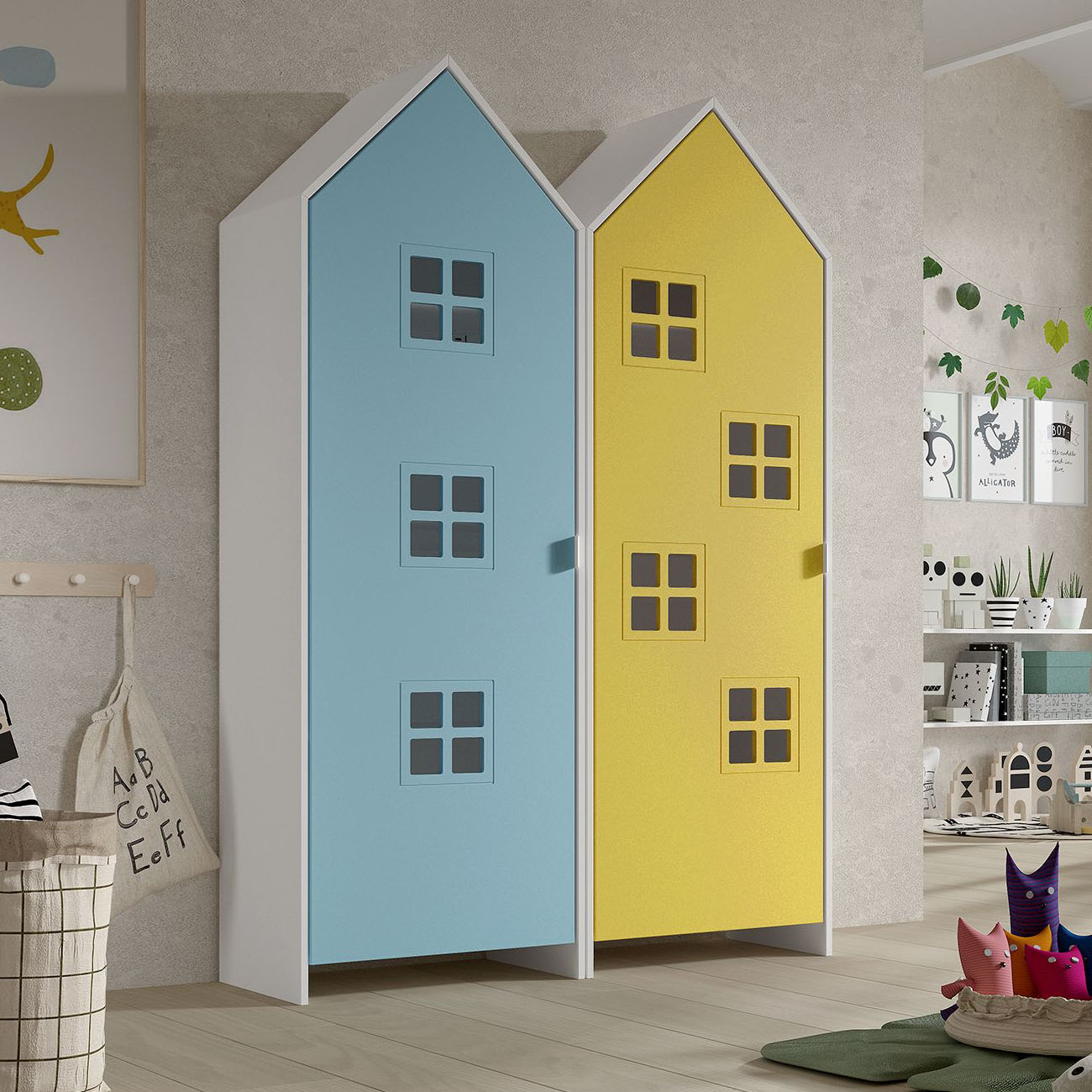 Schrank Casami Bruges 2-teilig Set Gelb, Türkis #2