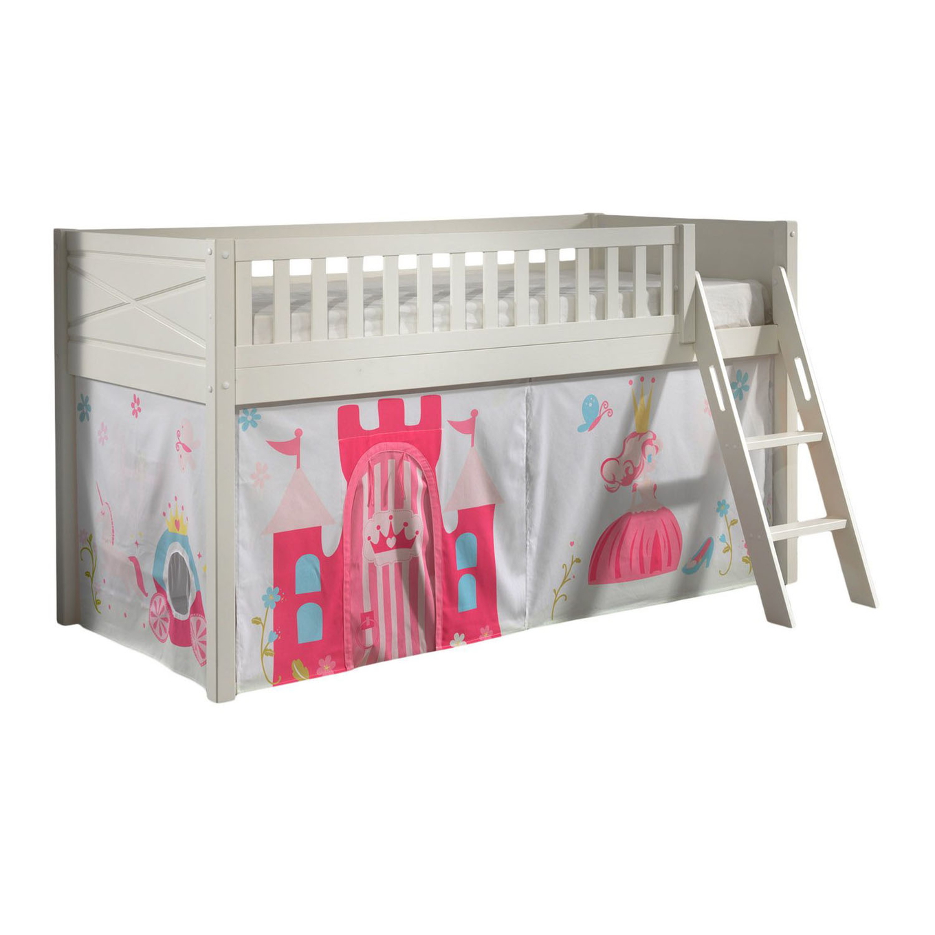 Halbhohes Bett Scott Princess mit Spielvorhang